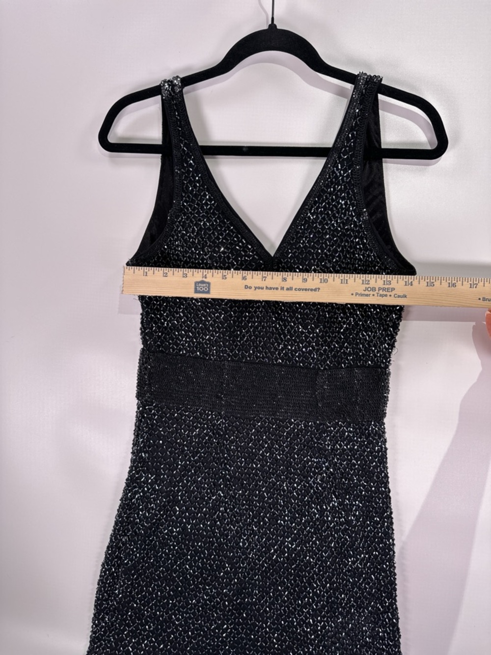 Mac Duggal Black Beaded Art Deco V-Neck Mini Dress 6 - Picture 10 of 11